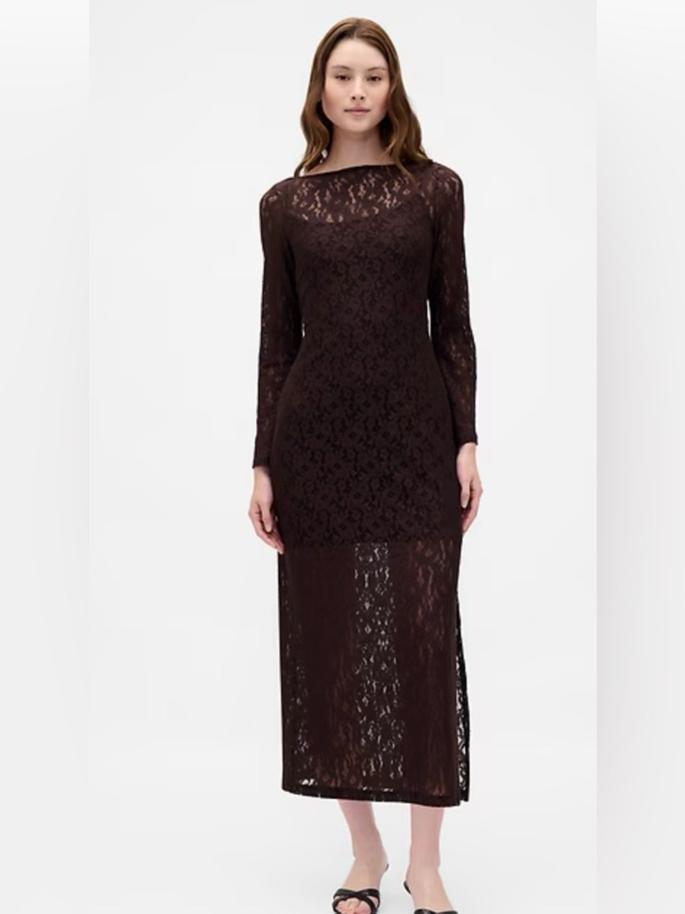 GAP Dark Brown Lace Maxi Dress NWT, XS